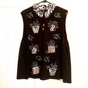 NWT Macy’s Ugly Christmas Sweater Vest Animal Print